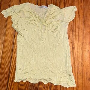 Emporio Armani light yellow knit top cap sleeve cutout twist neckline viscose 10